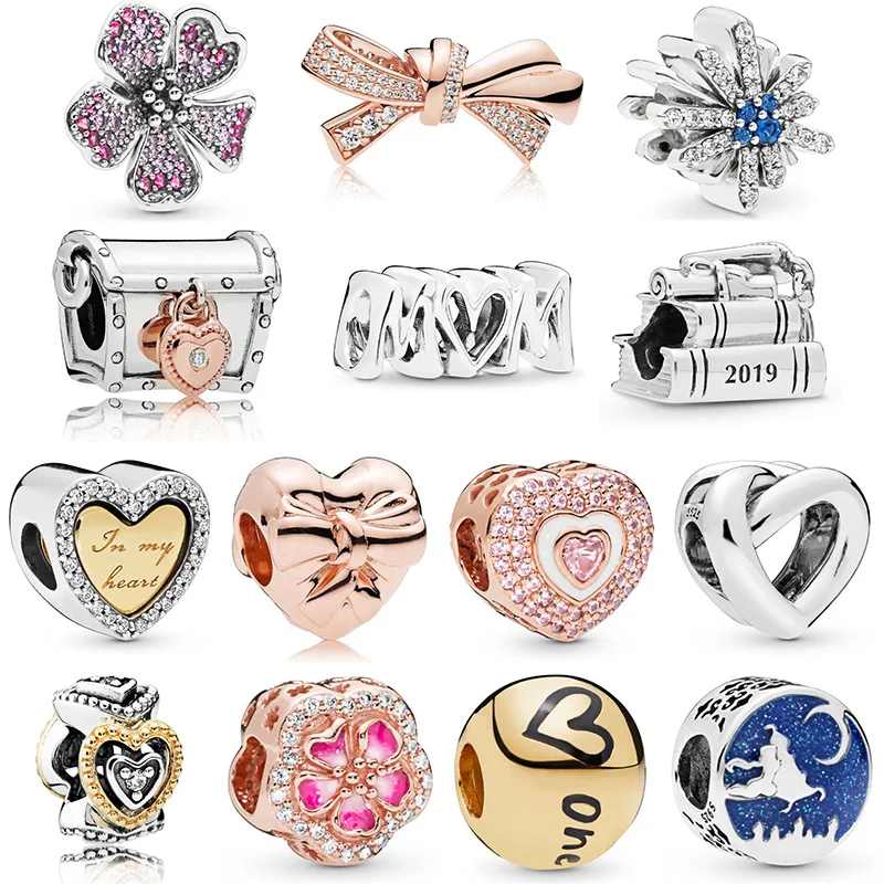 

Silver Color Beads Love Heart Flower Bow Glaze Crystal Bead For Original Pandora Charm Bracelets & Bangles Jewelry