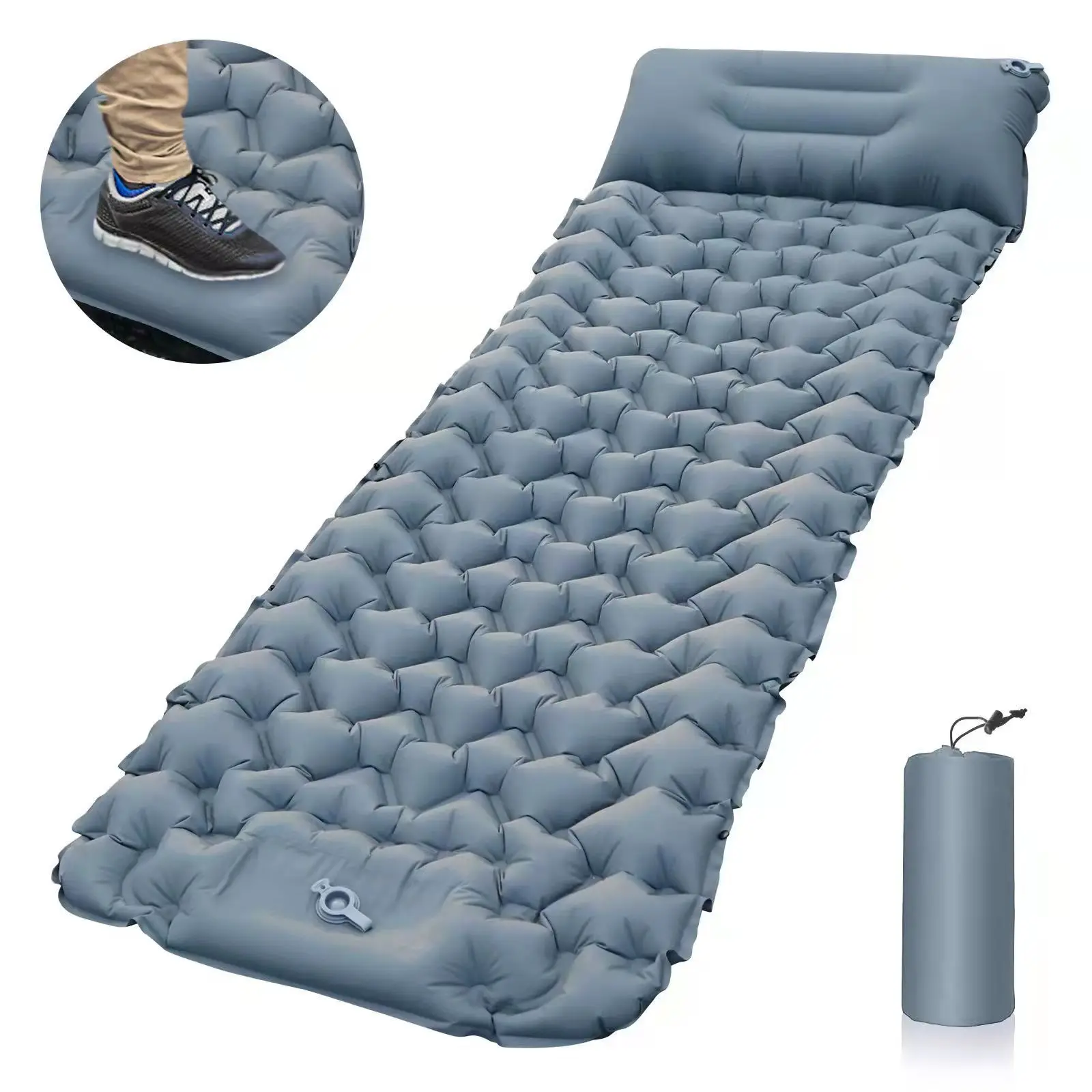 

Outdoor Sleeping Pad Camping Inflatable Mattress with Pillows Travel Mat Folding Bed Ultralight Air Cushion Hiking Trekking