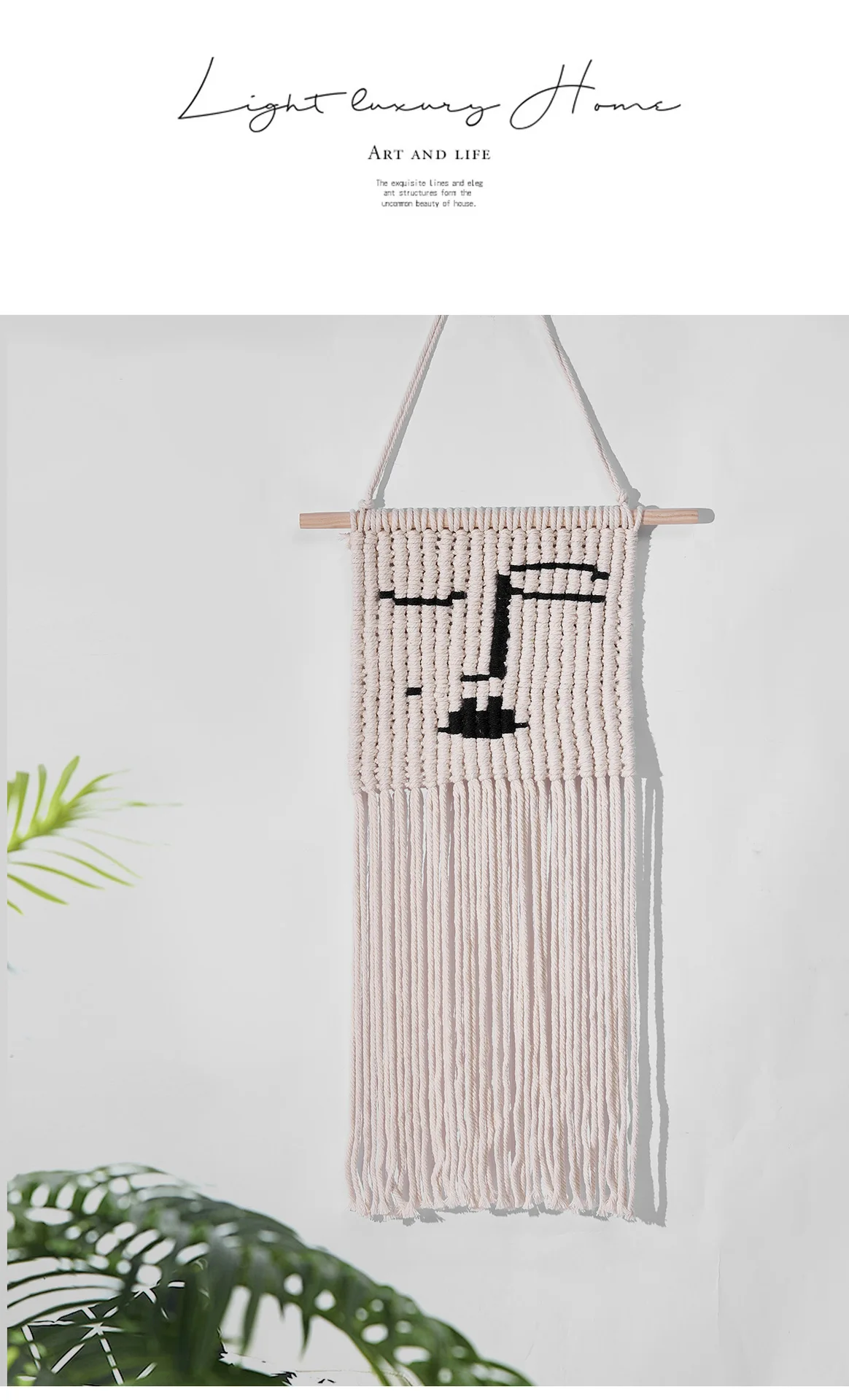Nordic Cotton Rope Wall Hanging - 70x38cm Handwoven Decor 4 Sf9050fa54e3c473f8d6fff6acb69c859c