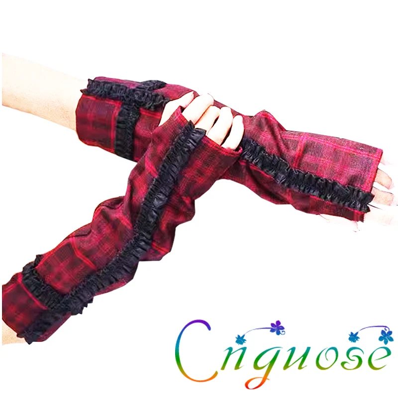 

2024 Japanese Kill Matt Rock Punk Cuff Finger Hand Concave Shape Sleeve Subcultures Plaid Lace Arm Cover