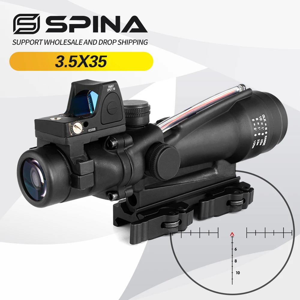 Tacticle Hunting 3.5x35 Riflescope Real Red Fiber Optical Scope Sight with Red Dot Optics and Killflash QD Mount for 20mm Rails
Tacticle Hunting 3.5x35 Riflescope Real Red Fiber Optical Scope Sight with Red Dot Optics and Killflash QD Mount for 20mm Rails