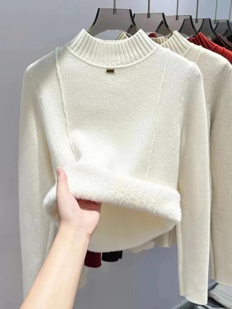 2024 New Sweater Top Women Plush Thickened Half High Neck Sweater Autumn/Winter Women Inner Layup One piece Plush Bottom sweater
2024 New Sweater Top Women Plush Thickened Half High Neck Sweater Autumn/Winter Women Inner Layup One piece Plush Bottom sweater