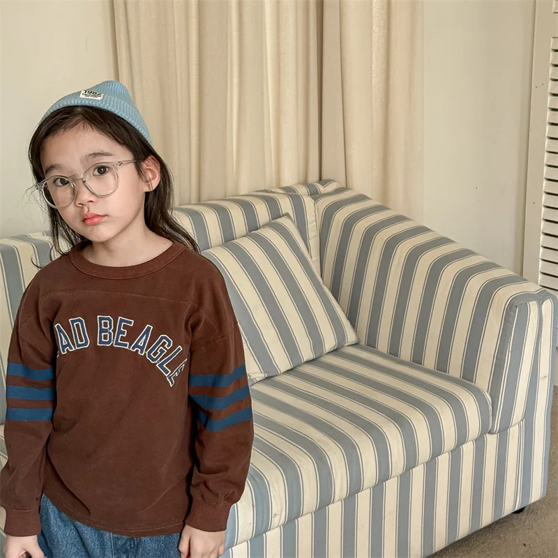 2025 Autumn New Children Long Sleeve T Shirts Boys Girls Letter Embroidery Cotton Tops Kids Casual Sweatshirt Bottoming Shirt 30 Sf90b95a28df14ed894a402fcdda141a91