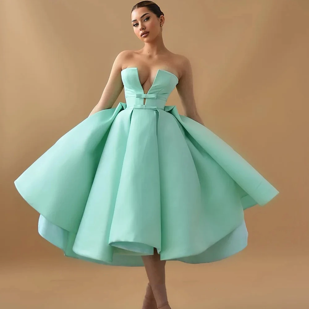 Elegant 2024 New Styles Short Evening Dresses A-Line Satin Lace Up Prom Gowns Pleat Strapless Formal Occasion Dress Custom Made
Elegant 2024 New Styles Short Evening Dresses A-Line Satin Lace Up Prom Gowns Pleat Strapless Formal Occasion Dress Custom Made