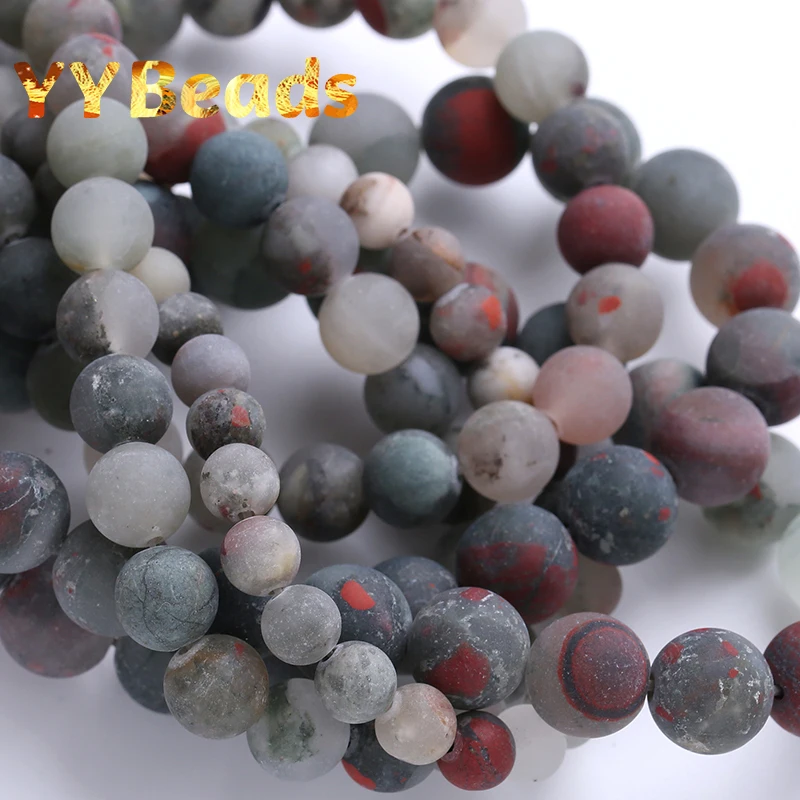 

Natural African Bloodstone Beads Dull Polish Matte Stone Round Loose Beads For Jewelry Making DIY Bracelet 4 6 8 10 12mm 15"inch