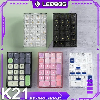LEOBOG K21 블루투스 기계식 키패드 숫자 패드, 21 키 키패드, 매크로 3 모드 핫 스왑 키트, RGB 푸딩 키캡, 회계 작업 게임