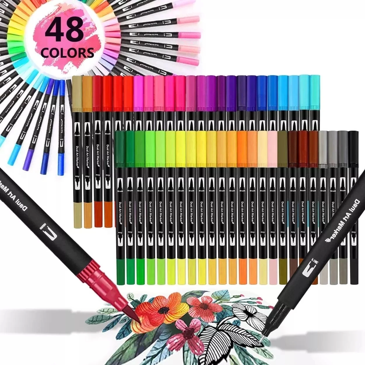 Watercolor Art Markers Brush Pens Dual Tip Fineliner Drawing 12/48/60/72/100Colors for Calligraphy Painting Set Art Supplies
Watercolor Art Markers Brush Pens Dual Tip Fineliner Drawing 12/48/60/72/100Colors for Calligraphy Painting Set Art Supplies