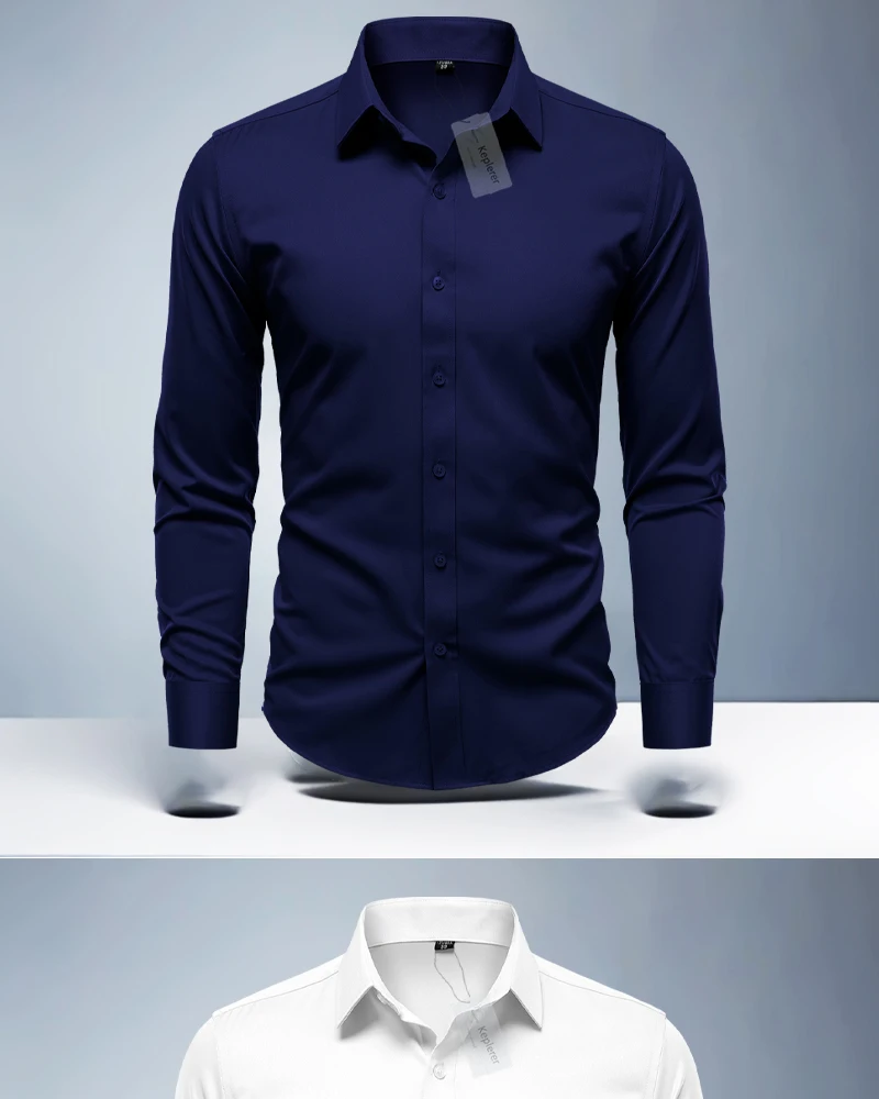 قميص أبيض للرجال بأكمام طويلة، كاجوال بدون حديد، قميص مناسب للربيع/الصيف، ملابس رسمية احترافية قميص أبيض للرجال بأكمام طويلة، كاجوال بدون حديد، قميص مناسب للربيع/الصيف، ملابس رسمية احترافية