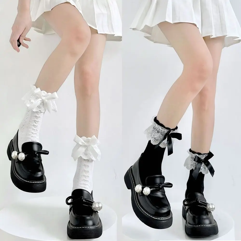 Elastic Lolita Socks Fashion Cute Lace Bow Black White Cotton Socks Japanese Style Thin Style Lace Mid Length Socks Girls
Elastic Lolita Socks Fashion Cute Lace Bow Black White Cotton Socks Japanese Style Thin Style Lace Mid Length Socks Girls