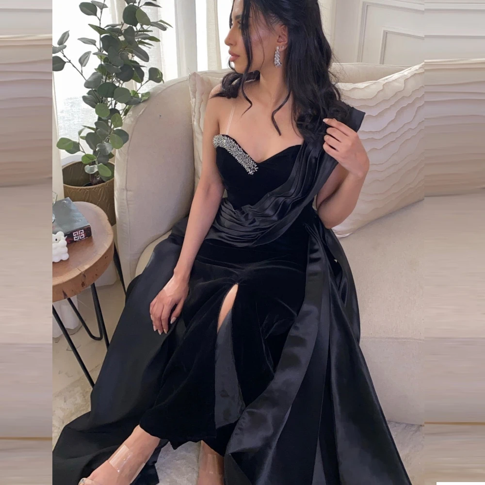 OEING Vintage Ankle Length Evening Gowns Sleeveless Black Sexy Prom Dresses 2023 Sweetheart Satin Saudi Arabia Party Dress
OEING Vintage Ankle Length Evening Gowns Sleeveless Black Sexy Prom Dresses 2023 Sweetheart Satin Saudi Arabia Party Dress