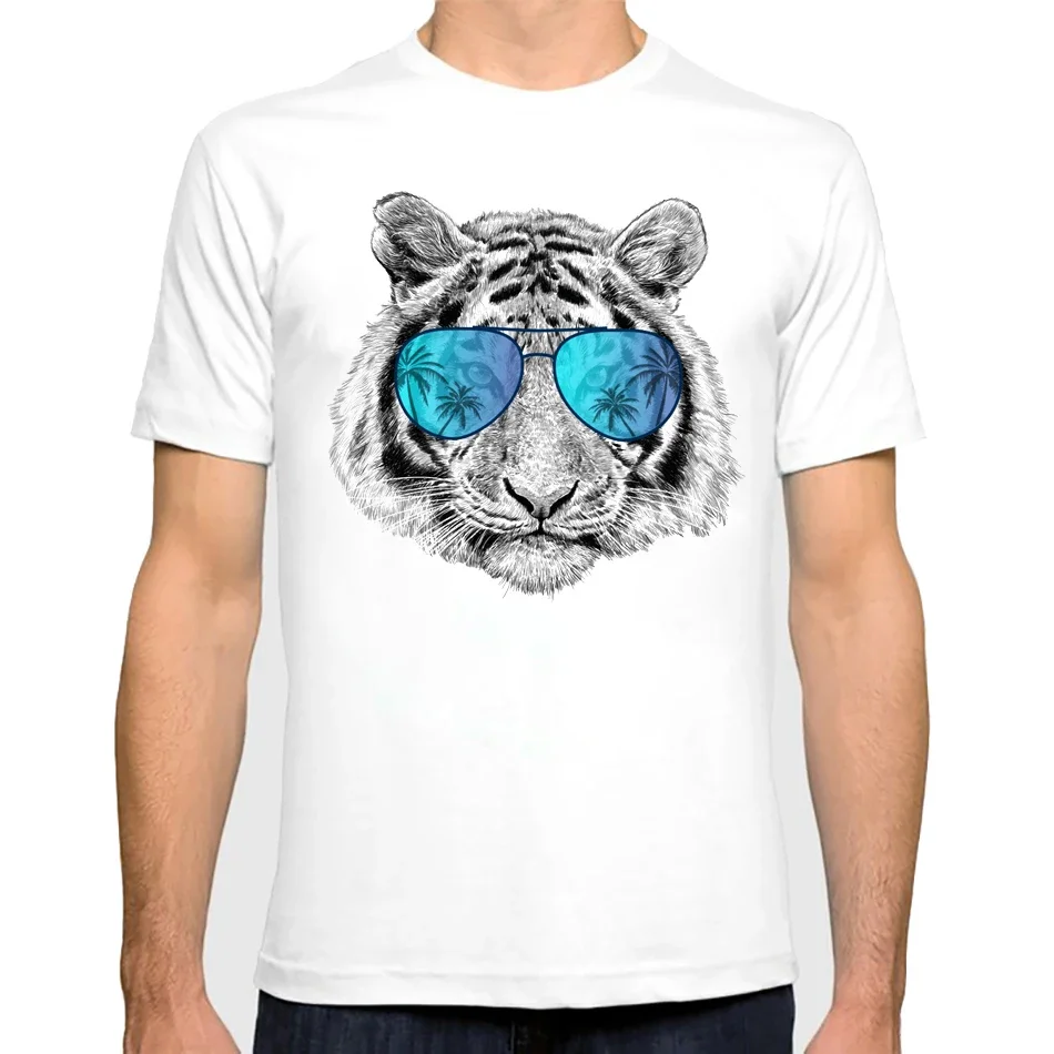 

Футболка с принтом тигра, уличная одежда унисекс, крутые топы с круглым вырезом для мужчин, летняя модная забавная футболка с тигром в солнцезащитных очках, крутая футболка в стиле Харадзюку