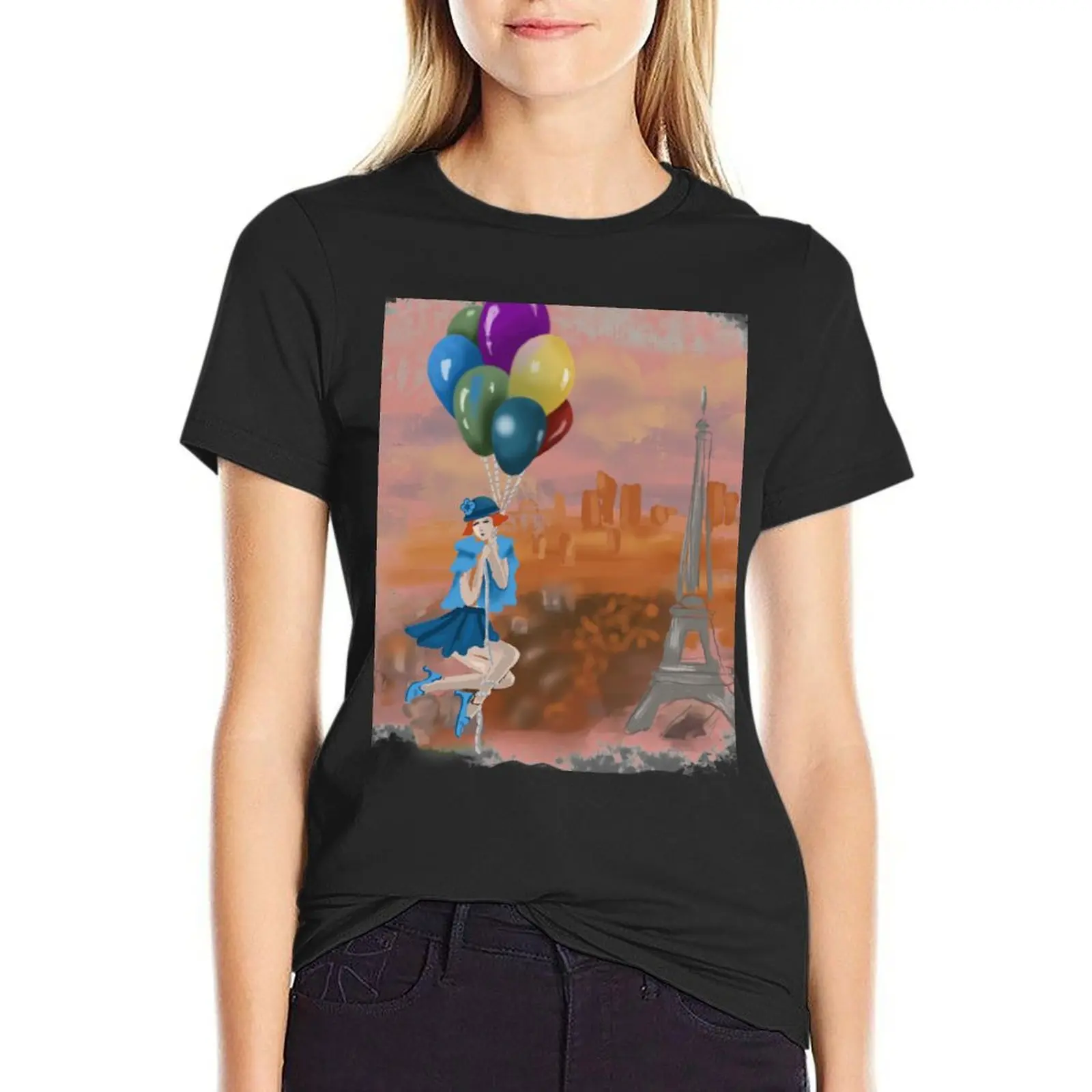 Flying over Paris T-Shirt female vintage clothes workout shirts for Women loose fit
Flying over Paris T-Shirt female vintage clothes workout shirts for Women loose fit
