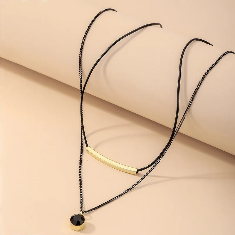 

European and American Ins Double Layer Twin Black Small Pendant Clavicle Chain Light Luxury Minority Choker Necklace