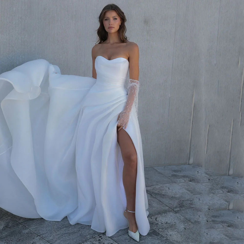 Msikoods Organza Sweetheart Wedding Dresses With Draped Side Splits A Line Women Long Wedding Gown Evening Bride Party Dress
Msikoods Organza Sweetheart Wedding Dresses With Draped Side Splits A Line Women Long Wedding Gown Evening Bride Party Dress