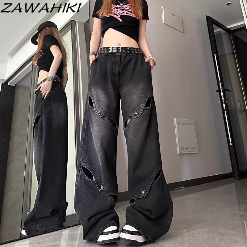 American Streetwear High Waist Solid Color Summer Women Jeans All Match Straight Chic Designed Hollow Out Wide Leg Streetwear
American Streetwear High Waist Solid Color Summer Women Jeans All Match Straight Chic Designed Hollow Out Wide Leg Streetwear