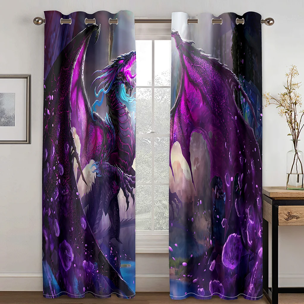 

3D Print Magic Medieval Fantasy Dragon 2 Pieces Free Shipping Thick Window Curtains for Boys Living Room Bedroom Two Drape Decor