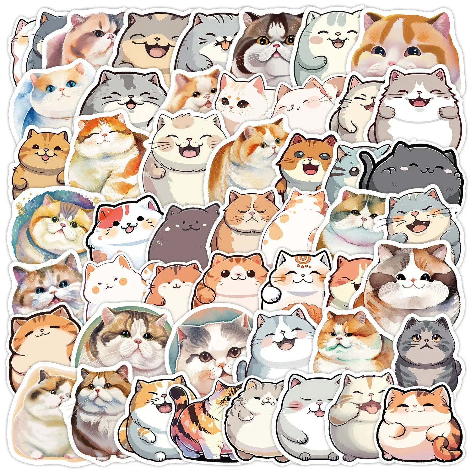 

10/30/50Pcs Cartoon Fat Cat Waterproof Graffiti Sticker Aesthetic Decorative Luggage Laptop Phone Diary Scrapbook Kids Stickers