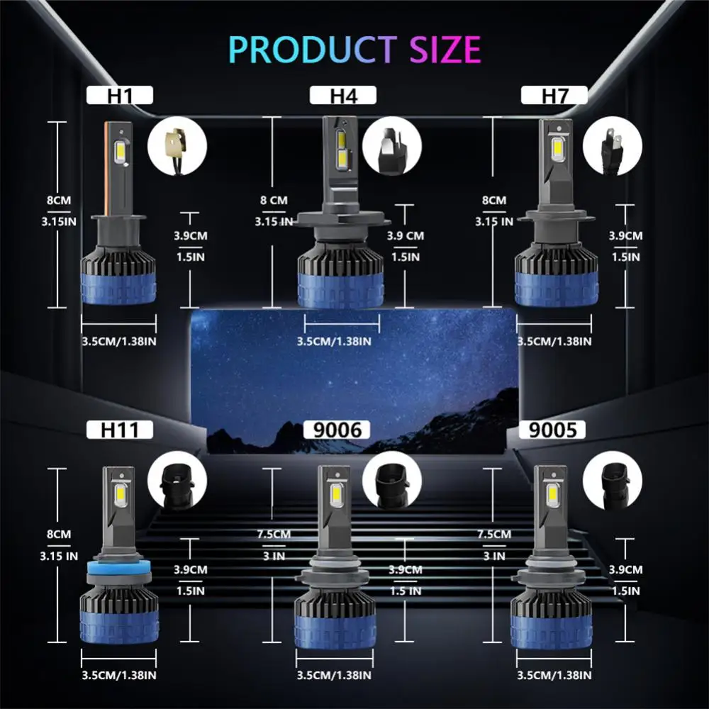 6000K 9005/HB3 9006/HB4 H1 H8 H7 H4 H11 H9 9012 Powerful EMC Canbus Led Headlight For Car Fog Light Bulb 30000LM 120W
6000K 9005/HB3 9006/HB4 H1 H8 H7 H4 H11 H9 9012 Powerful EMC Canbus Led Headlight For Car Fog Light Bulb 30000LM 120W