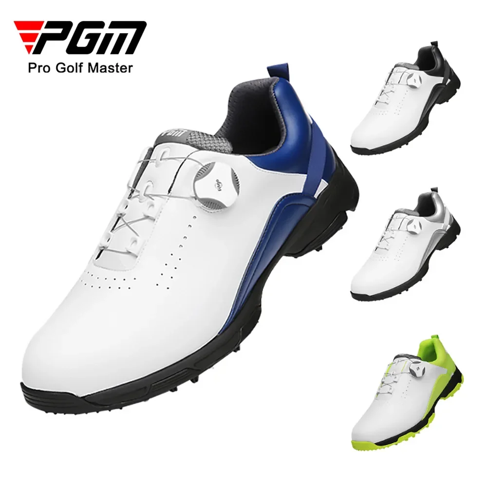 

Обувь для гольфа PGM Мужская Водонепроницаемая дышащая обувь для гольфа мужские вращающиеся шнурки спортивные кроссовки Нескользящие кроссовки XZ143