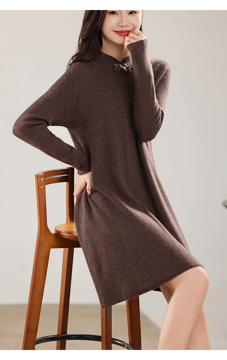 فستان نسائي طويل محبوك ، صوف ميرينو ، فستان تنحيف ، الأكثر مبيعًا في الشتاء والخريف ، جديد فستان نسائي طويل محبوك ، صوف ميرينو ، فستان تنحيف ، الأكثر مبيعًا في الشتاء والخريف ، جديد