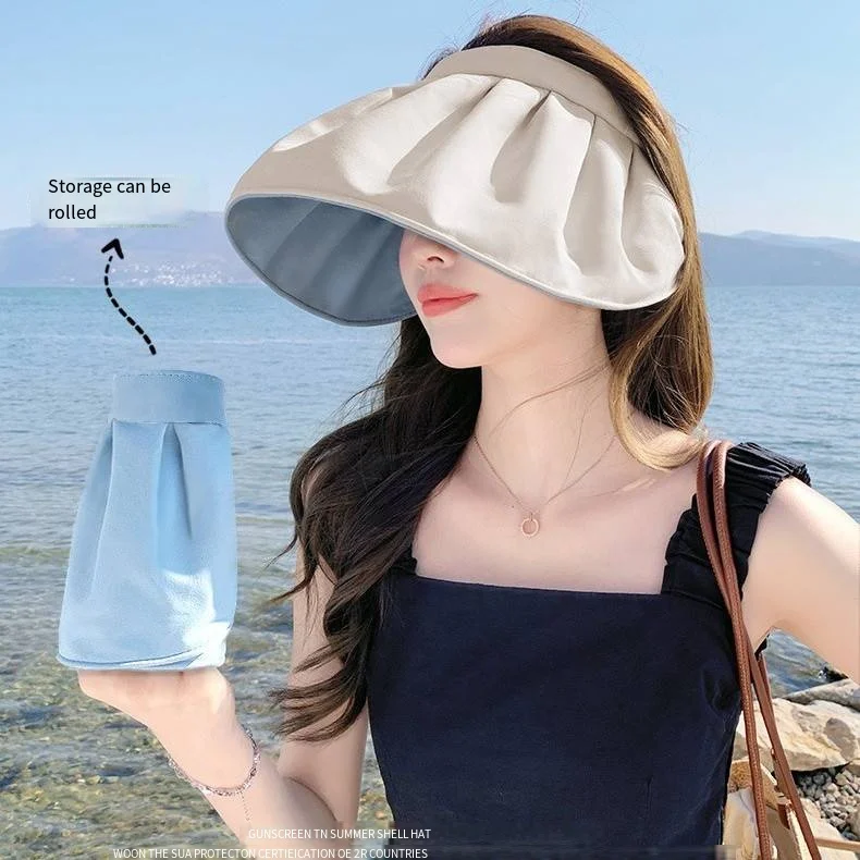 Sunblock Hat Women's Summer Uv Protection Empty Top Sun Hat Large Brim Cover Face Folding Adjustable Brim Shell-Shaped Hat
Sunblock Hat Women's Summer Uv Protection Empty Top Sun Hat Large Brim Cover Face Folding Adjustable Brim Shell-Shaped Hat