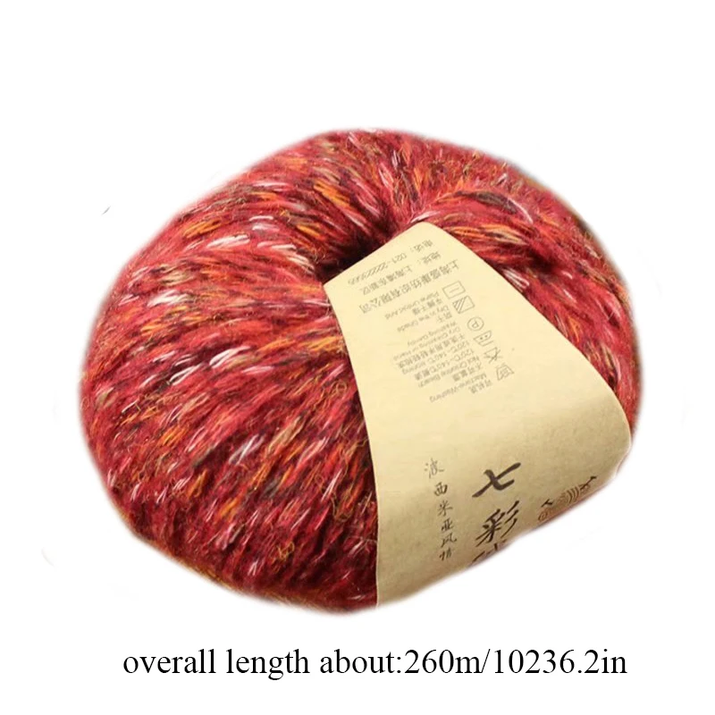 

50G/BALL Top Quality 100% Woolen Yarn for Hand Knitting Space Dyed Rainbow Color Medium Thickness Yarn for Crocheting Shawl