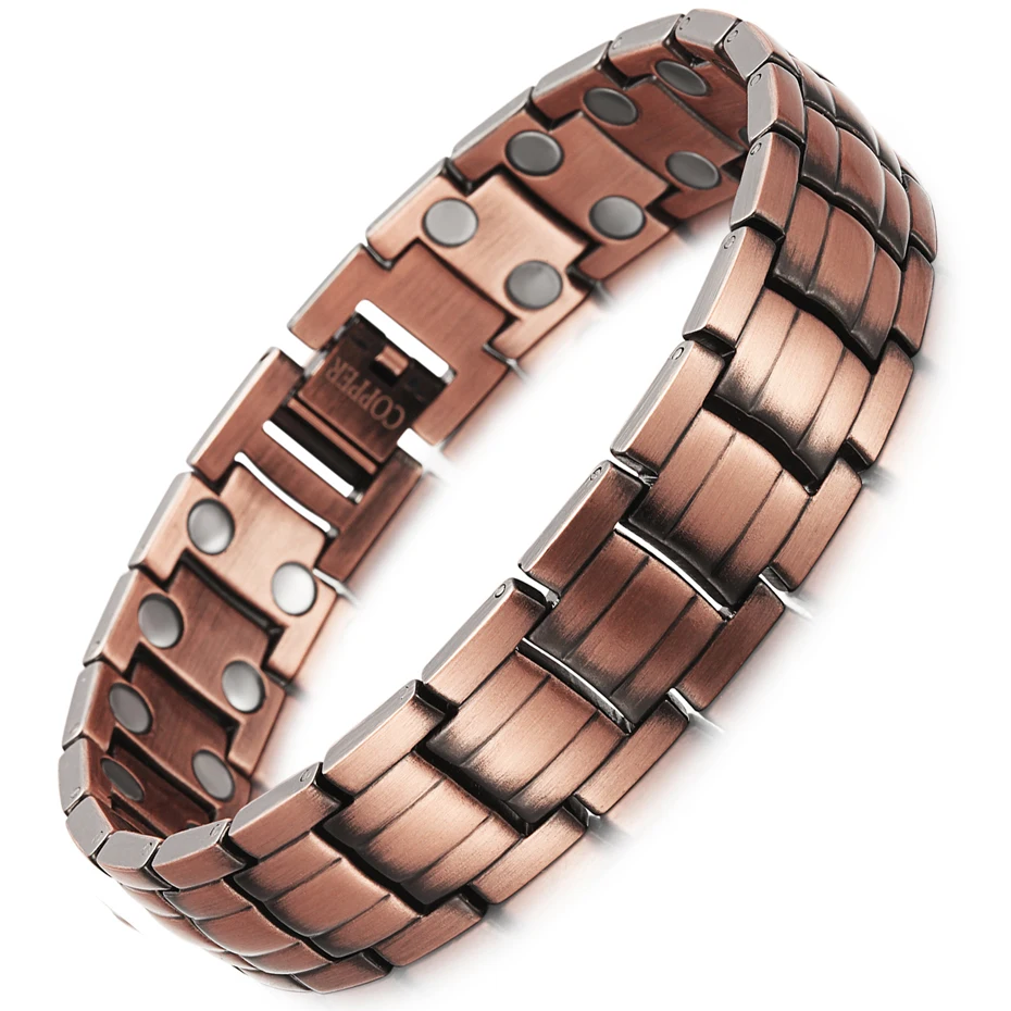 

WelMag Healing Magnetic Copper Bracelets Viking Bangle for Men Bio Energy Double Row Magnet Male Bracelet Homme Jewelry Gifts