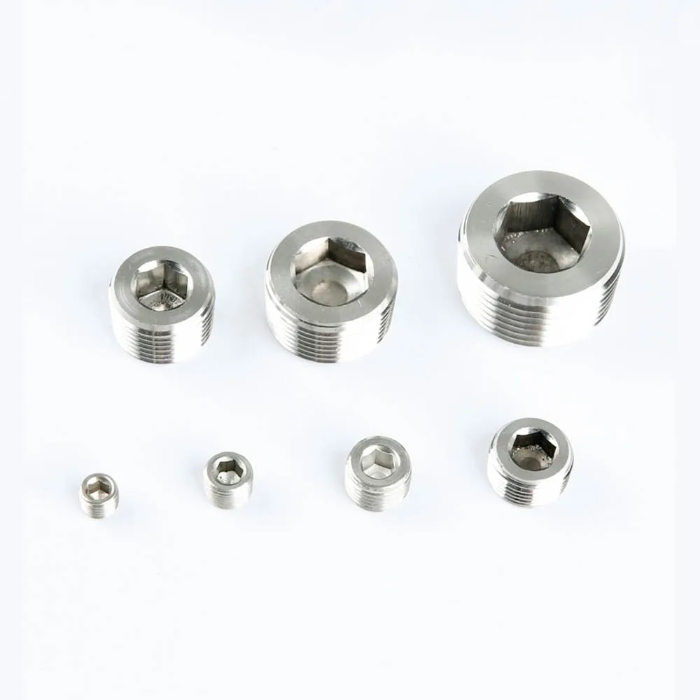 

1/8" 1/4" 3/8" 1/2" 3/4" 1" 1-1/4" 1-1/2" 2" BSP NPT Male Countersunk End Plug 304 Stainless Steel Pipe Fitting Water Gas Oil