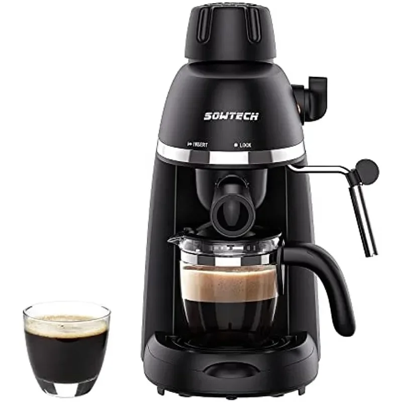 

HAOYUNMA Coffee machine Espresso Coffee Machine Cappuccino Latte Maker 3.5 Bar 1-4 Cup with Steam Milk Frother Black