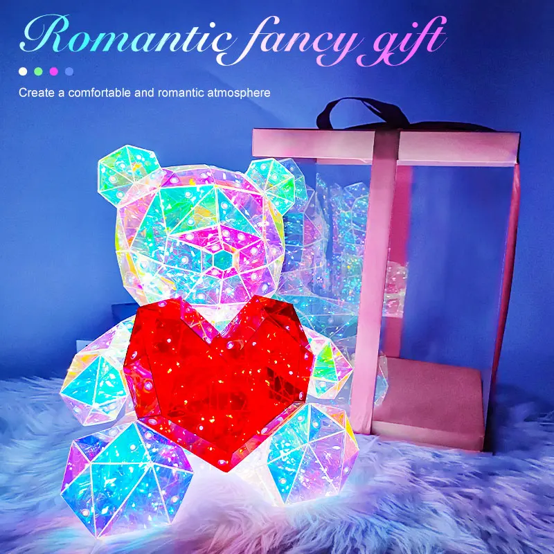 Led Luminous Teddy Bear Colorful Handcrafted Stitching Bear Toy Valentines Day Birthday Anniversaries Novelty Gift for your Girl
Led Luminous Teddy Bear Colorful Handcrafted Stitching Bear Toy Valentines Day Birthday Anniversaries Novelty Gift for your Girl
