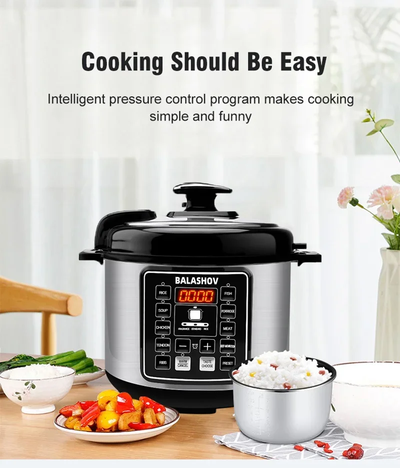 

5L Multifunction Electric Pressure Cookers Soup Porridge Rice Heating Meal Heater Kitchen Intelligent Pressure Cooker for Home