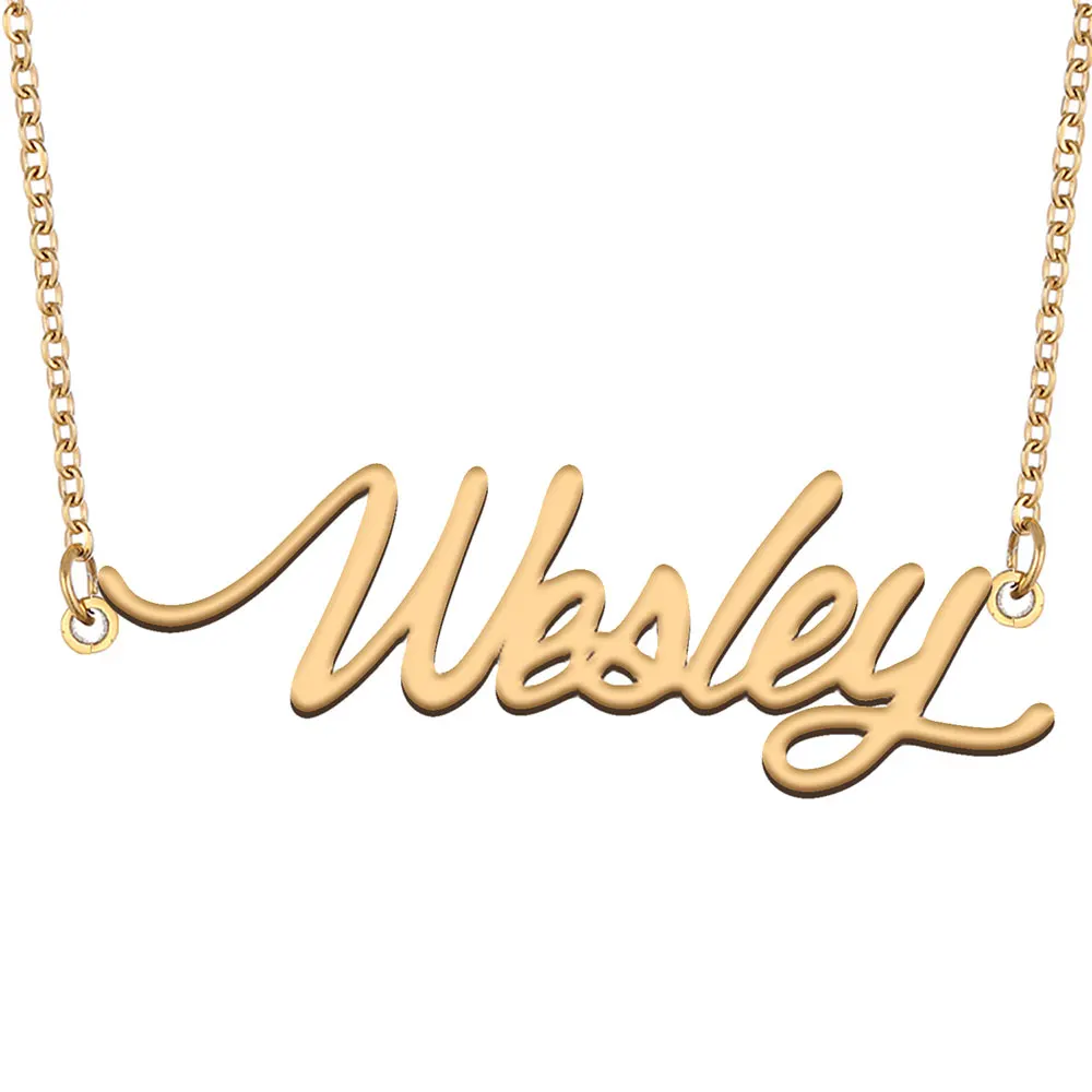 Wesley Name Necklace for Women Jewelry Gold Color Nameplate Pendant Stainless Steel Font Letters Choker Necklaces
Wesley Name Necklace for Women Jewelry Gold Color Nameplate Pendant Stainless Steel Font Letters Choker Necklaces