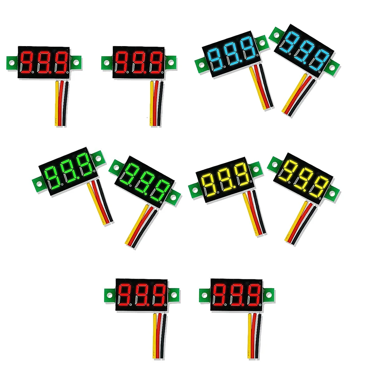 

Mini DC Voltmeter Display 3-Wire DC 0-100V Voltage Tester 10PCS 0.28 Inch LED Panel 4 Colors Combined
