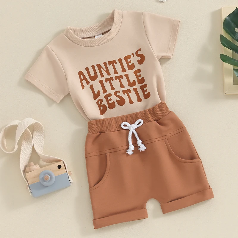 

Toddler Baby Boy Clothes Summer Outfit 6M 12M 18M 24M Letter Print Short Sleeve T Shirt Tops and Jogger Shorts Set