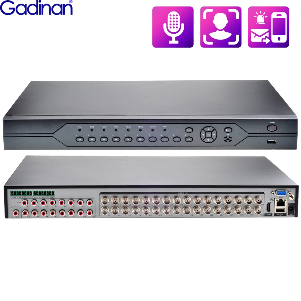 Gadinan 6 в 1 коаксиальный Гибридный NVR CVI TVI AHD DVR CCTV 32CH 5MP AHD DVR H.265 + Аудиовход Гибридный HD DVR CVI TVI NVR HDMI видео
Gadinan 6 в 1 коаксиальный Гибридный NVR CVI TVI AHD DVR CCTV 32CH 5MP AHD DVR H.265 + Аудиовход Гибридный HD DVR CVI TVI NVR HDMI видео