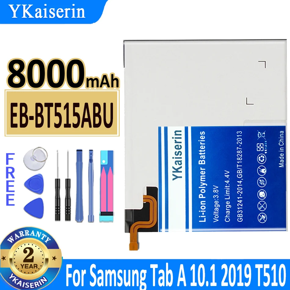 

YKaiserin 8000mAh EB-BT515ABU tablet battery For Samsung Galaxy Tab A T510 SM-T510 Li-polym Bateria Warranty 1 Year