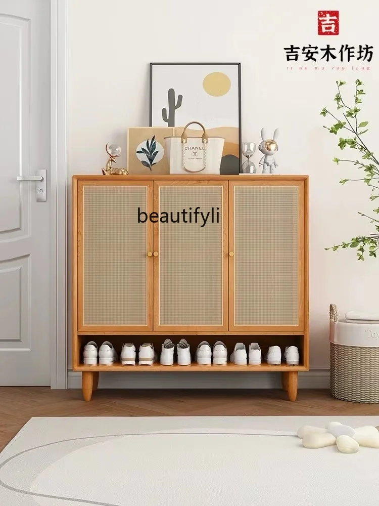 Solid Wood Shoe Cabinet Japanese Rattan Cabinet Storage Cabinet Nordic Home Large Capacity Storage Entrance
Solid Wood Shoe Cabinet Japanese Rattan Cabinet Storage Cabinet Nordic Home Large Capacity Storage Entrance