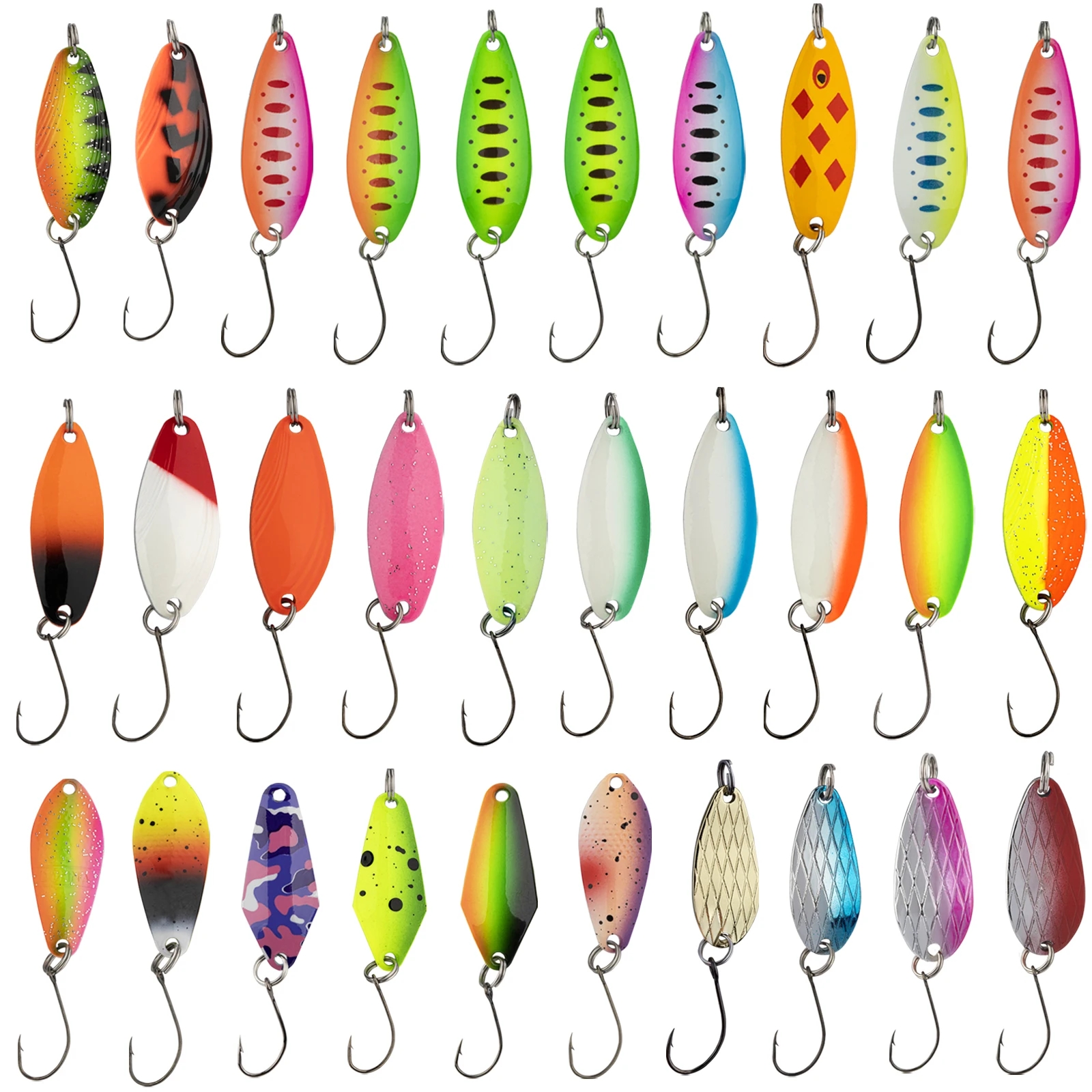 THKFISH 30pcs Sequins Spoon Fishing Lures Kit Reflective Metal Artificial Hard Lure Trout Bait Swimbait Triple Fishing
THKFISH 30pcs Sequins Spoon Fishing Lures Kit Reflective Metal Artificial Hard Lure Trout Bait Swimbait Triple Fishing