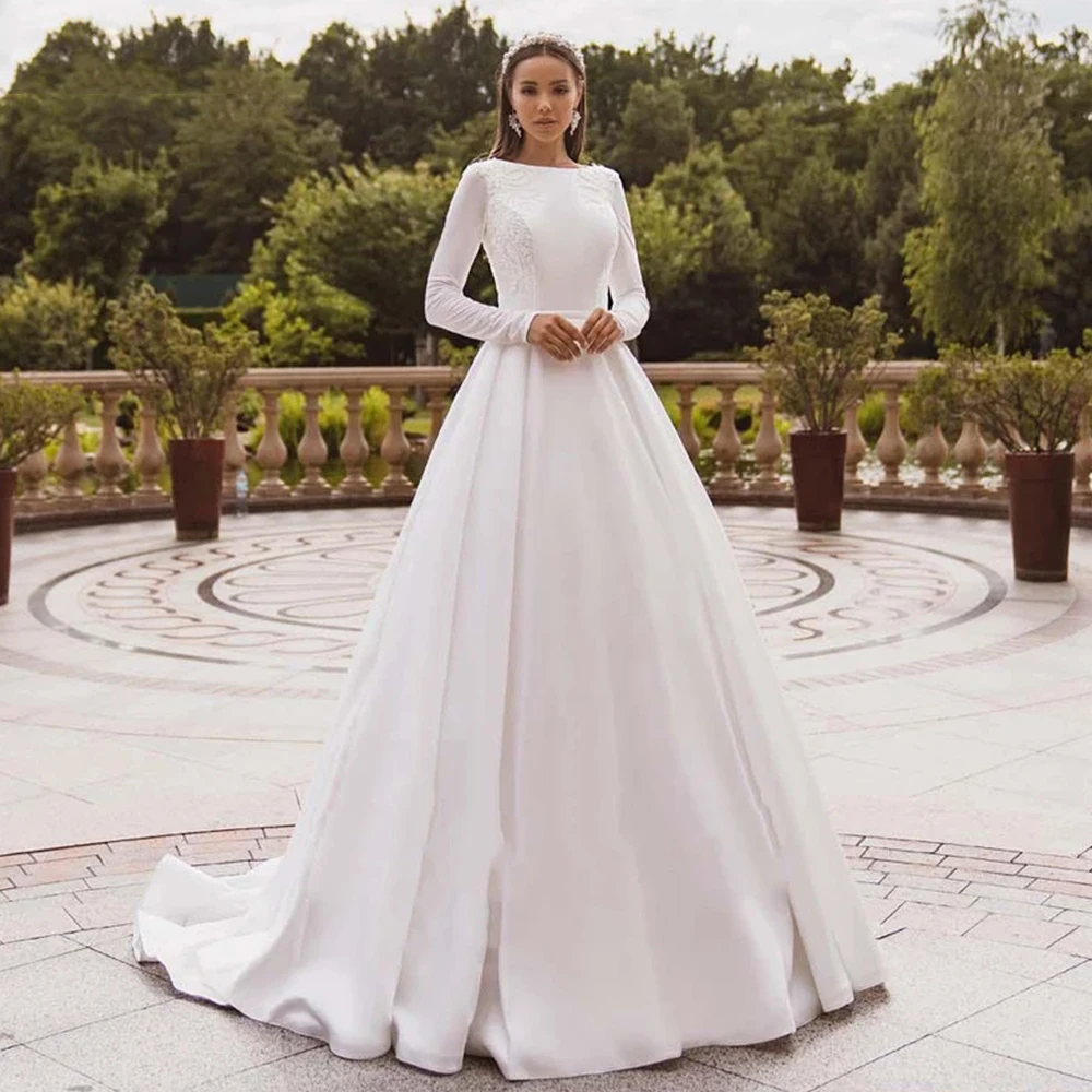Beautiful Elegant White Mermaid Round Neck Mop Fluffy Princess Style Wedding Dresses Long Sleeves Satin Gorgeous Bridal Gown
Beautiful Elegant White Mermaid Round Neck Mop Fluffy Princess Style Wedding Dresses Long Sleeves Satin Gorgeous Bridal Gown