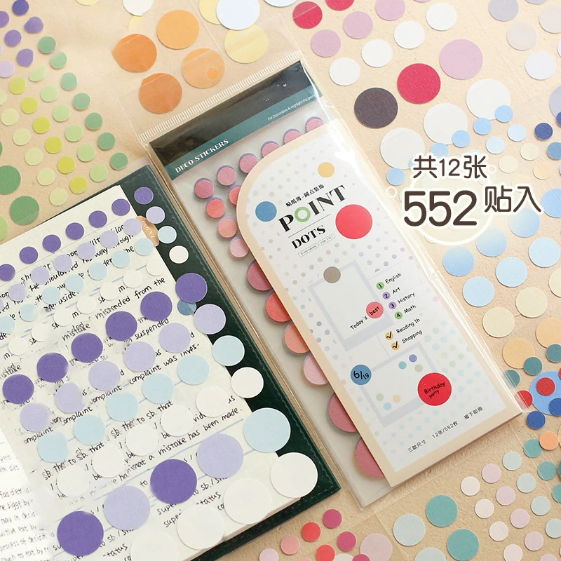 

12sheets Morandi Color Dots Stickers Korean Stationery DIY Journal Planner Decoration Kawaii Label Sealing Sticker School Office