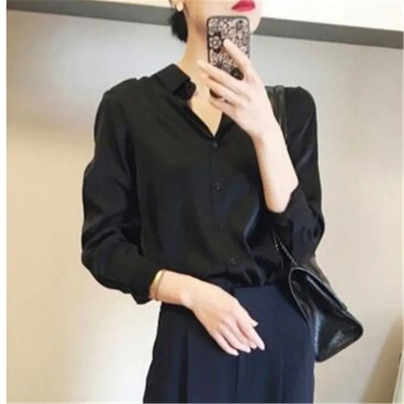 Premium Black Single Breasted Straight Loose Chiffon Thin Long Sleeve Blouses Fashion Soldier Color Spring Autumn Women Clothing
Premium Black Single Breasted Straight Loose Chiffon Thin Long Sleeve Blouses Fashion Soldier Color Spring Autumn Women Clothing
