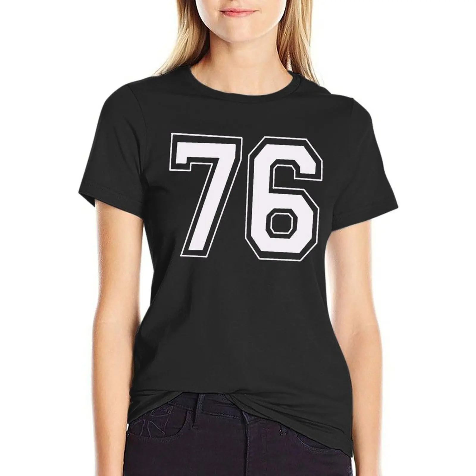 Sport Number 76 White T-shirt summer tops Short sleeve tee t shirts for Women graphic
Sport Number 76 White T-shirt summer tops Short sleeve tee t shirts for Women graphic