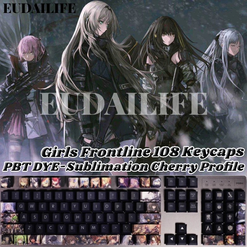 

Girls Frontline 108 Key Caps PBT 5-side DYE Sublimation Cherry Profile MX Cross Axis Switch Keycap Mechanical Keyboard Game Gift