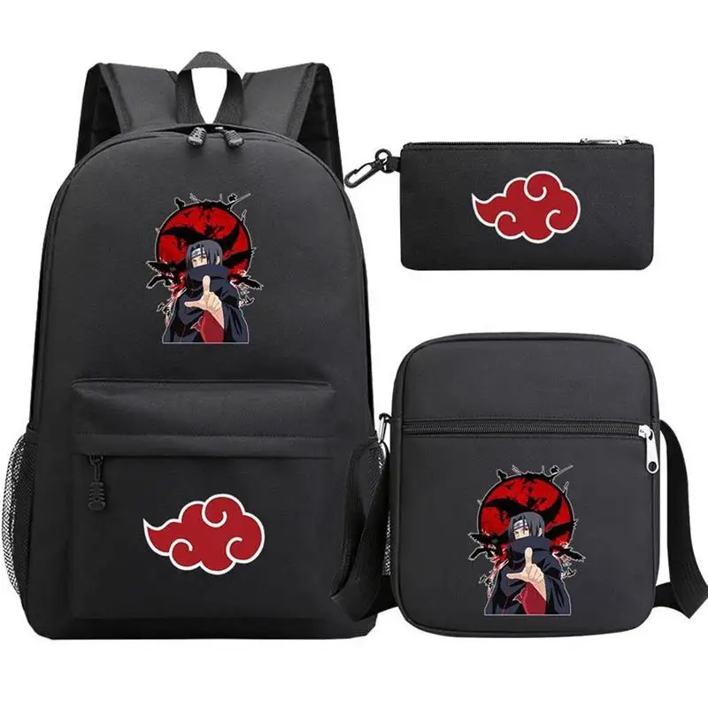 3Pcs Anime Narutoes Kakashi Girl Boy Kids Book Backpack Student School Shoulder Bag Pencil Set Teenager Travel Rucksack |