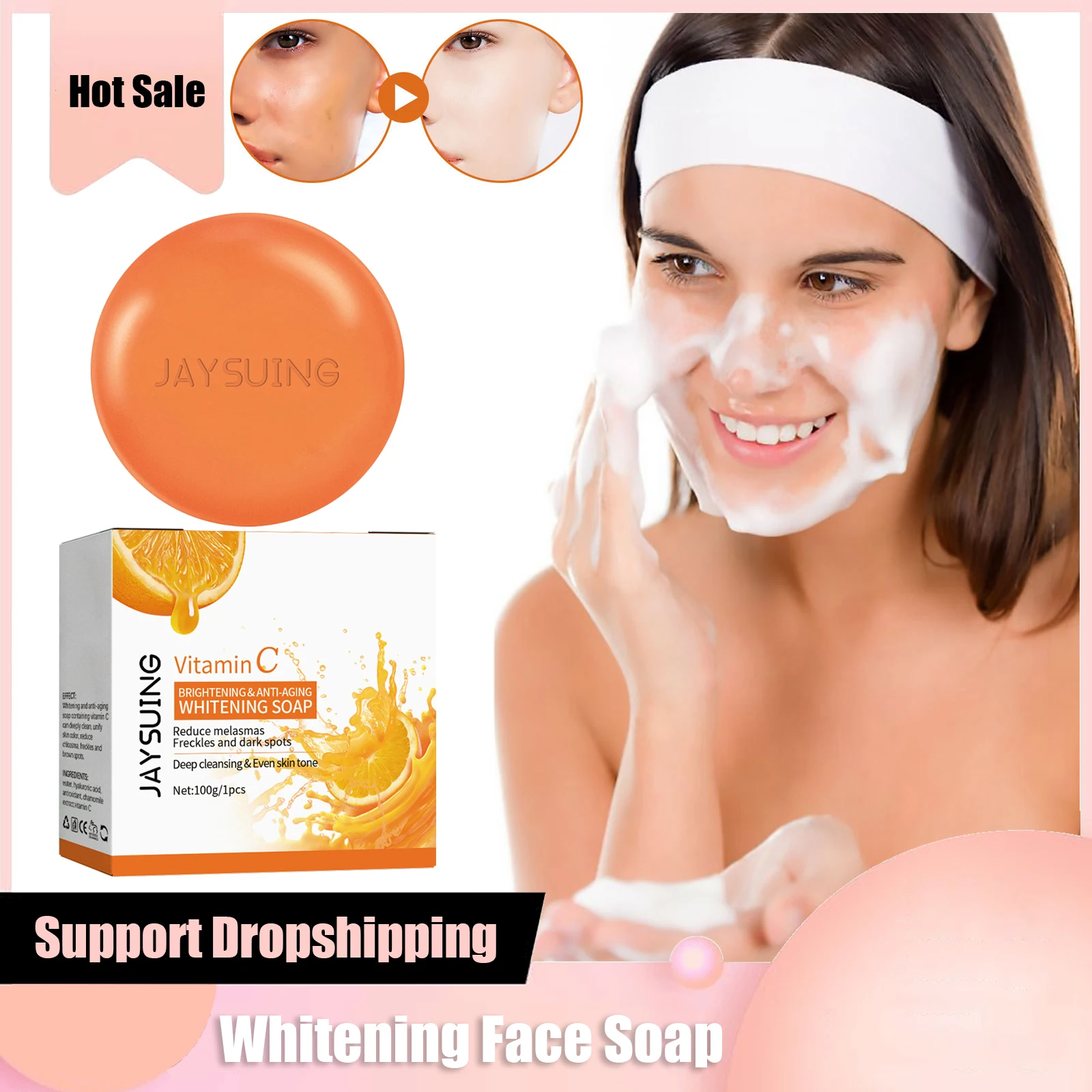 Brightening Face Soap Deep Cleansing Whitening Soap Bar Shrinking Pores Vitamin C Dark Black Skin Lightening Glowing Facial Wash
Brightening Face Soap Deep Cleansing Whitening Soap Bar Shrinking Pores Vitamin C Dark Black Skin Lightening Glowing Facial Wash