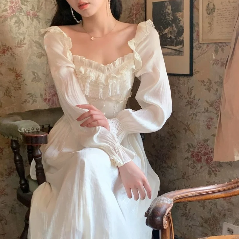 Lace Vintage Fairy Dress Women Patchwork Ruffle Long Sleeve Sweet Princess Dress Elegant Korean Party Dresses for Women 2023 Y2k
Lace Vintage Fairy Dress Women Patchwork Ruffle Long Sleeve Sweet Princess Dress Elegant Korean Party Dresses for Women 2023 Y2k