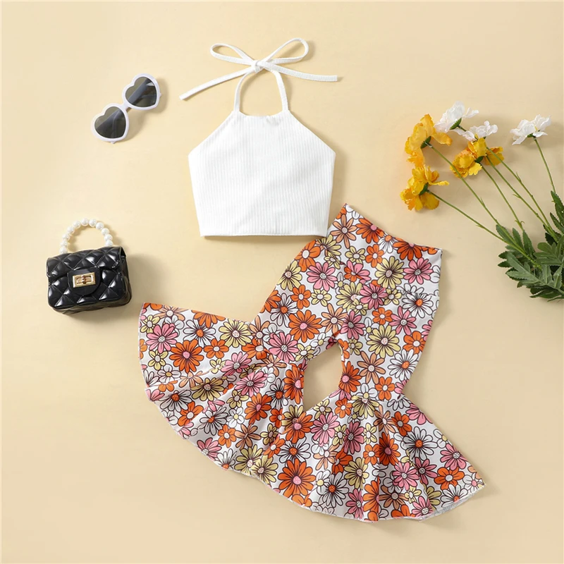 Fashion Summer Girls Clothing Kid Children Sleeveless Tie Knot Back Tops and Floral Flare Pants Baby Outfit Clothes Sets
Fashion Summer Girls Clothing Kid Children Sleeveless Tie Knot Back Tops and Floral Flare Pants Baby Outfit Clothes Sets