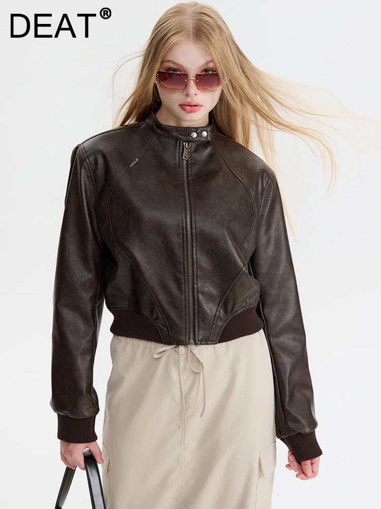 DEAT Fashion Women's PU Leather Jackets Stand Collar Zipper Waist Long Sleeve Short Baseball Uniform Autumn 2023 New 7AB1125
DEAT Fashion Women's PU Leather Jackets Stand Collar Zipper Waist Long Sleeve Short Baseball Uniform Autumn 2023 New 7AB1125