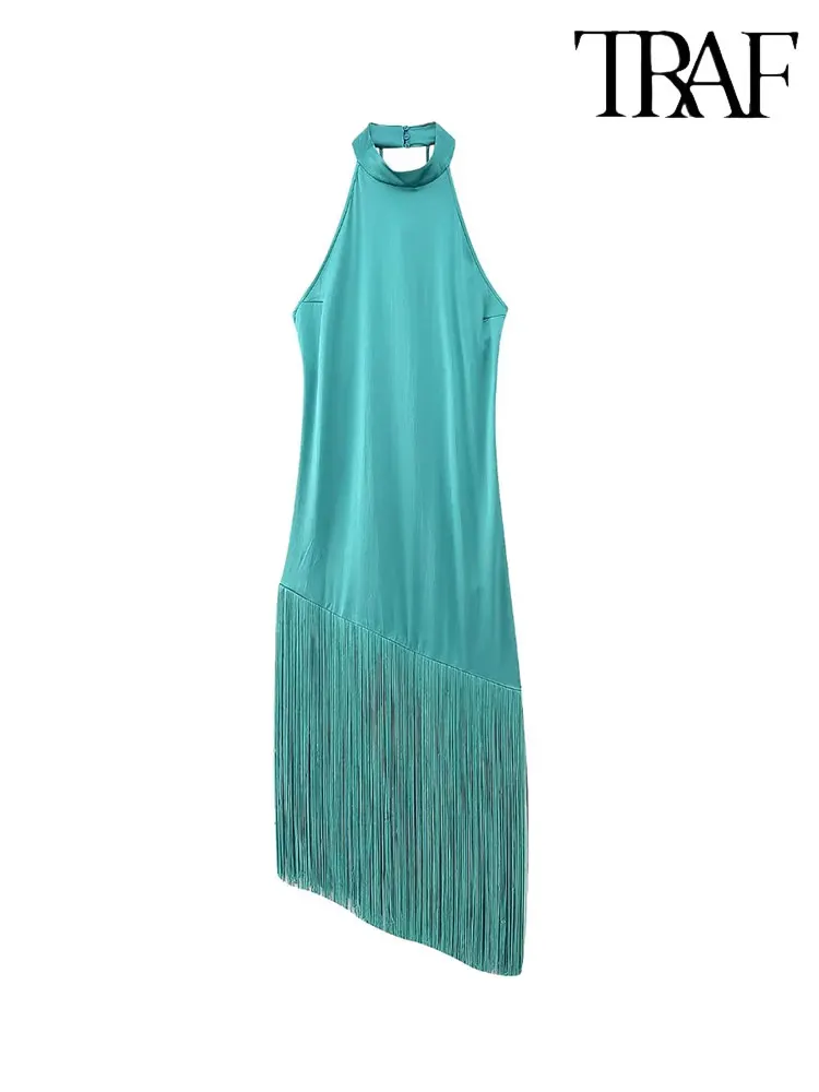 TRAF Sexy Party Women Halter Dress Summer Sleeveless Backless Asymmetric Tassels Satin Robe Female Midi Long Dresses
TRAF Sexy Party Women Halter Dress Summer Sleeveless Backless Asymmetric Tassels Satin Robe Female Midi Long Dresses