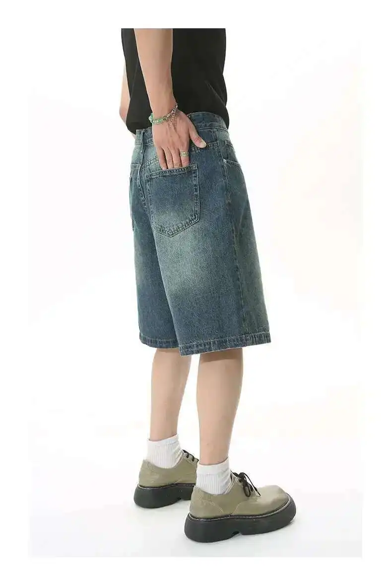 IEFB Summer Men's Casual Jeans Shorts Loose Mid High Waist Fashion Knee Lenght Denim Short Pants Vintage Male New Korean 9A8588 63 Sf93e3bd53a954dbe8ff67dcd87162b29H